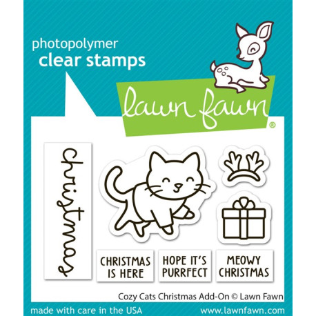 LAWN FAWN Cozy Cats Christmas Add-On Clear Stamps