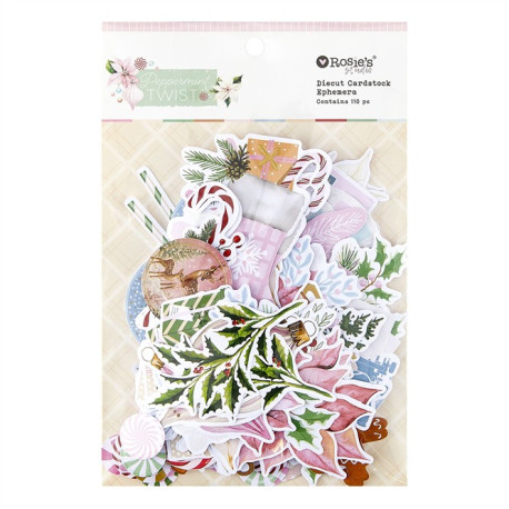 Rosie's Studio Peppermint Twist Cardstock Diecut Ephemera FOILED 110pz