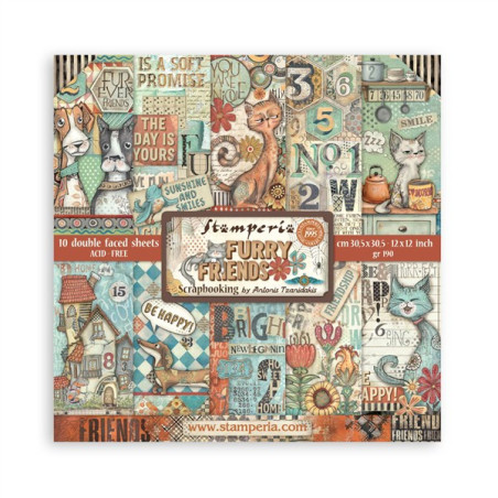 Stamperia Furry Friends Paper Pack 30x30cm