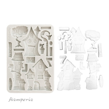 Stamperia Furry Friends Silicon Mould A5 Houses