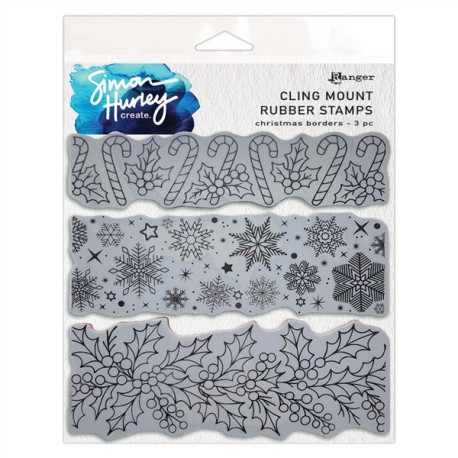 Simon Hurley Create Christmas Borders Cling Stamps