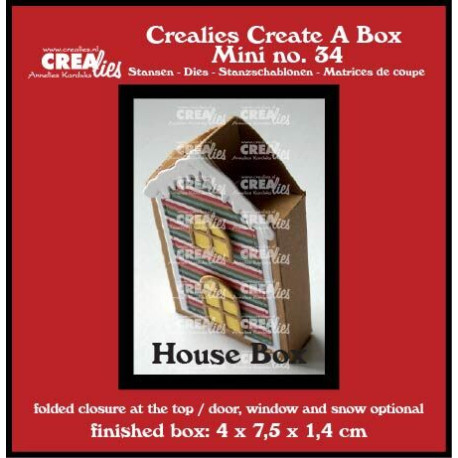 Crealies Create A Box No. 34 Mini Flat Box House with Door Window & Snow