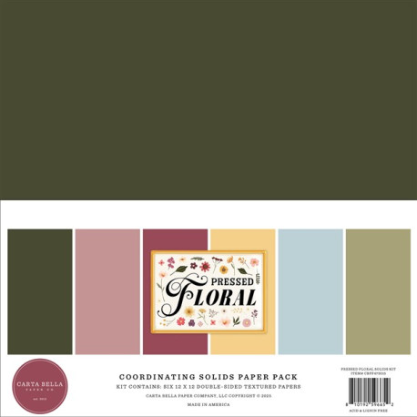 Carta Bella Pressed Floral Coordinating Solids Paper Pack 30x30cm