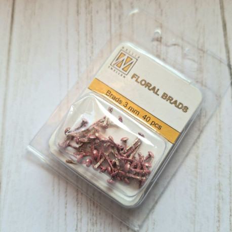 Nellie's Choice Floral Glitter Brads 3mm 40pezzi RED