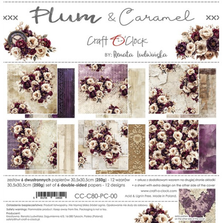 Craft o' Clock Plum And Caramel Paper Collection Set 30x30cm 6fg
