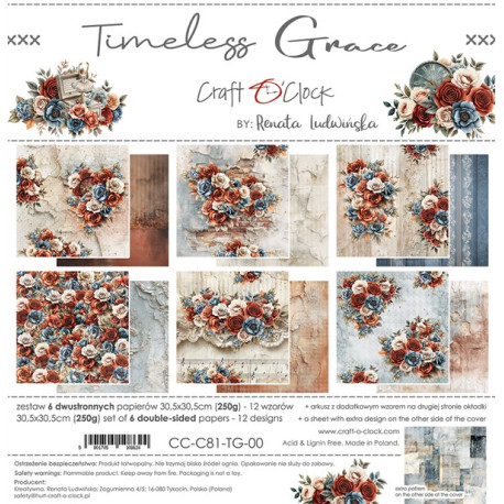 Craft o' Clock Timeless Grace Paper Collection Set 30x30cm 6fg