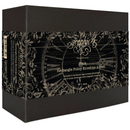 Graphic 45 Rectangle Policy Envelope Album Black