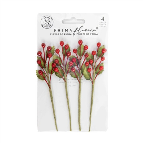Prima Marketing Twinkle & Treats Flowers Christmas Berries 4pz