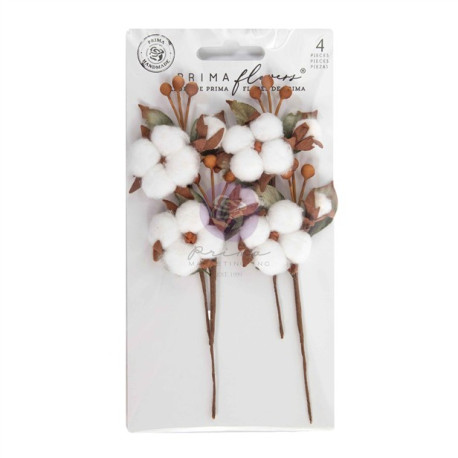Prima Marketing Twinkle & Treats Flowers Snowy Cotton 4pz