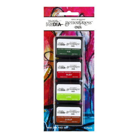 Spellbinders BetterPress Ink Mini Set Festive by Dina Wakley 4pezzi