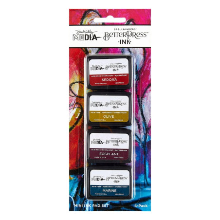 Spellbinders BetterPress Ink Mini Set Earthy by Dina Wakley 4pezzi