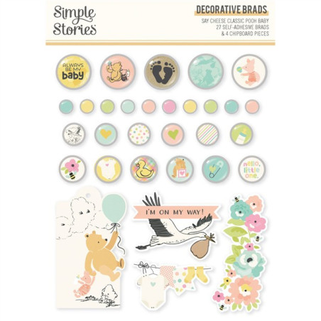 Simple Stories Say Cheese Classic Pooh Babys Decorative Brads 31pz