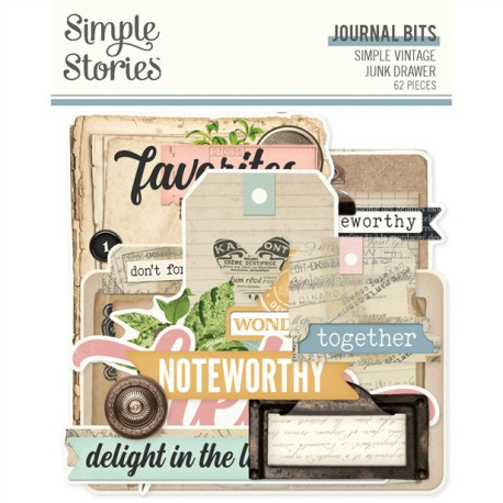 Simple Stories Simple Vintage Junk Drawer Journal Bits & Pieces 62pz