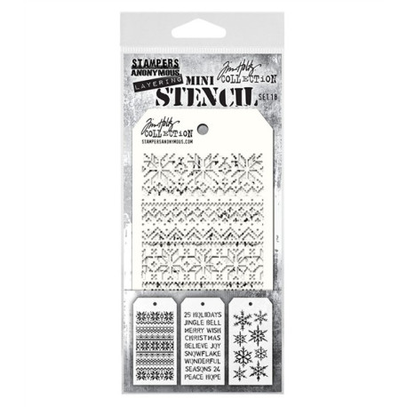 Stamper Anonymous Tim Holtz Layering Mini Stencil Set 18 3pezzi