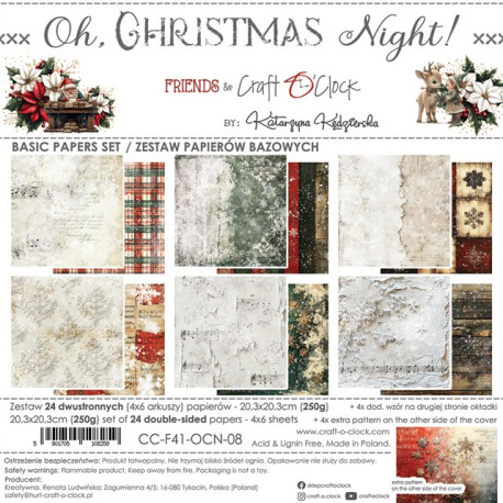 Craft o' Clock Oh, Christmas Night Paper BASIC PAPER Set 20x20cm 24fg
