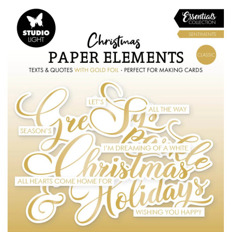 Studio Light Sentiments Classic GOLD Christmas Paper Elements CON FOIL