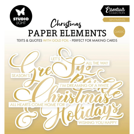 Studio Light Sentiments Classic GOLD Christmas Paper Elements CON FOIL