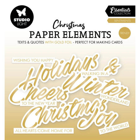 Studio Light Sentiments TRENDY GOLD Christmas Paper Elements CON FOIL