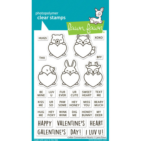 LAWN FAWN Critter Conversation Hearts Clear Stamps