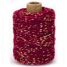 Vivant Cord Cotton Lurex Twist Bordeaux and Gold 50 MT 2MM
