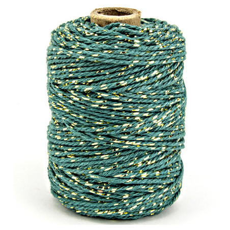 Vivant Cord Cotton Lurex Twist Common Teal and Gold 50 MT 2MM