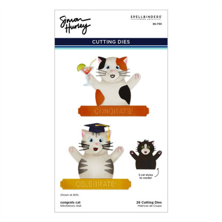 Spellbinders Sending Hugs Etched Dies Congrats Cat