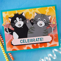 Spellbinders Sending Hugs Etched Dies Congrats Cat