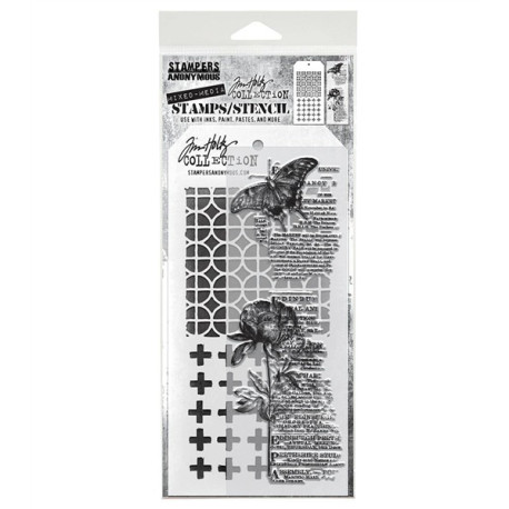 Stampers Anonymous Mixed Media 60 Tim Holtz Clear Stamp and Stencil