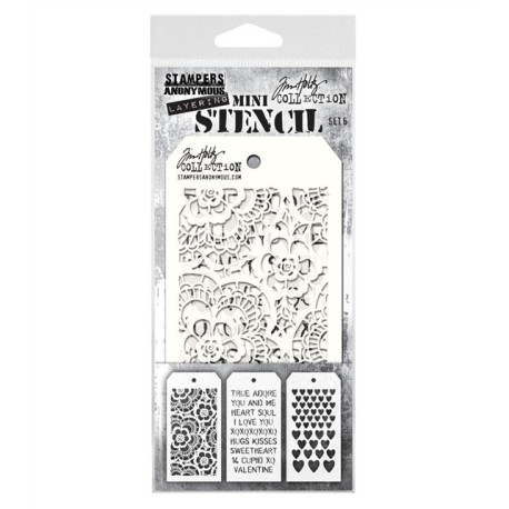 Stamper Anonymous Tim Holtz Layering Mini Stencil Set 6 3pezzi