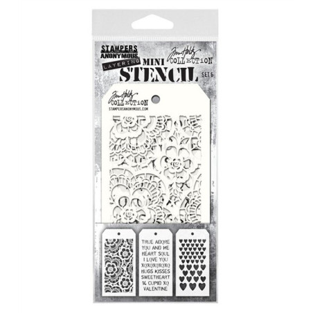 Stamper Anonymous Tim Holtz Layering Mini Stencil Set 6 3pezzi