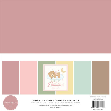 Carta Bella Little Lullabies Baby Girl Coordinating Solids Paper Pack 30x30cm
