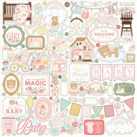 Carta Bella Little Lullabies Baby Girl Element Stickers