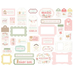 Carta Bella Little Lullabies Baby Girl Frames & Tags 33pz