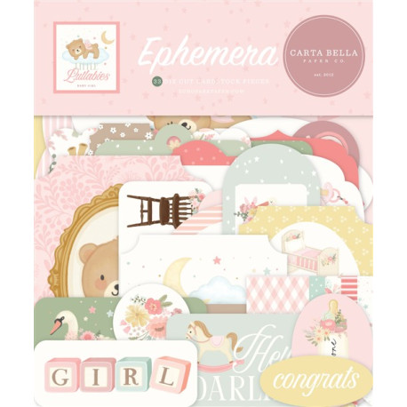 Carta Bella Little Lullabies Baby Girl Ephemera 33pz
