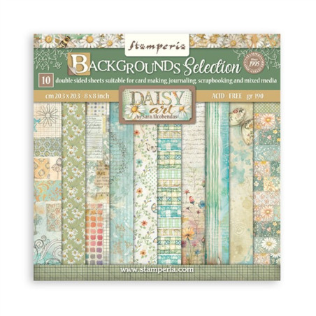 Stamperia Daisy Art MAXI Backgrounds Paper Pack 20x20cm