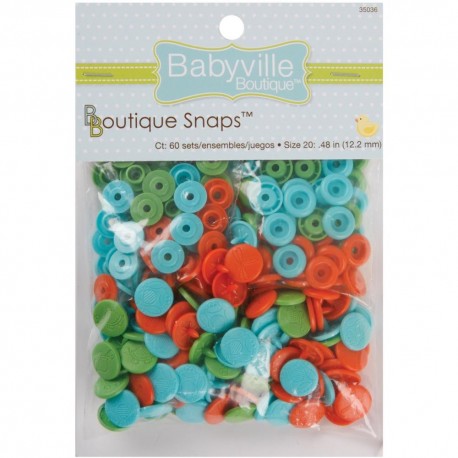 Babyville Boutique Snaps Size 20 60 pezzi Green, Blue & Orange