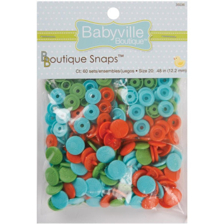 Babyville Boutique Snaps Size 20 60 pezzi Green, Blue & Orange