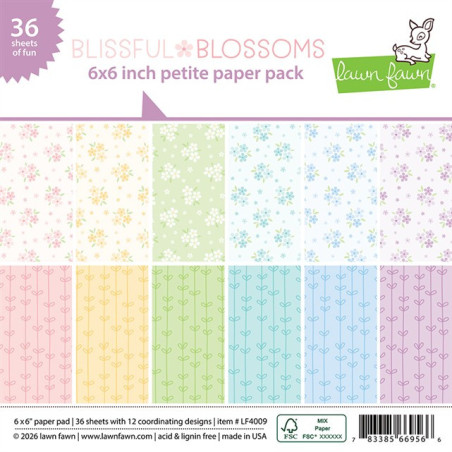 LAWN FAWN Blissful Blossoms Petite Paper Pack 15x15m