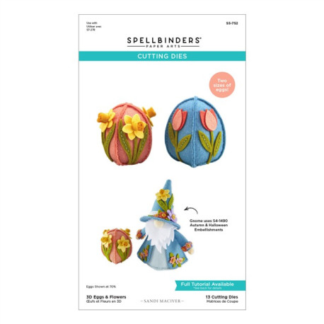 Spellbinders 3D Felt Decor Spring Eggs & Flowers Etched Dies