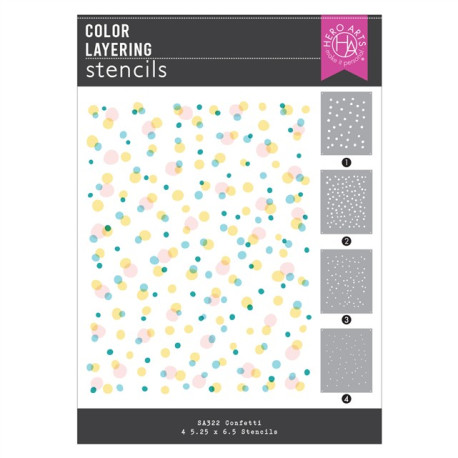 HERO ARTS Eggstra Special Layering Stencil Set Confetti 4pezzi