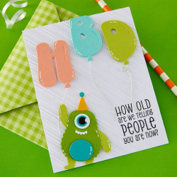 Spellbinders Aged to Perfection Etched Dies HBD Balloons