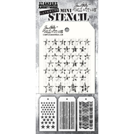 Stamper Anonymous Tim Holtz Layering Mini Stencil Set 11 3pezzi
