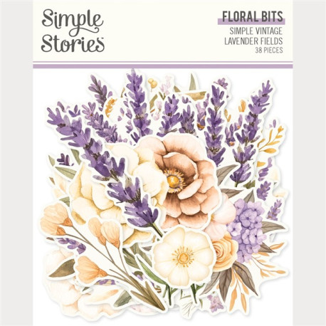Simple Stories Simple Vintage Lavender Fields Floral Bits & Pieces 38pz