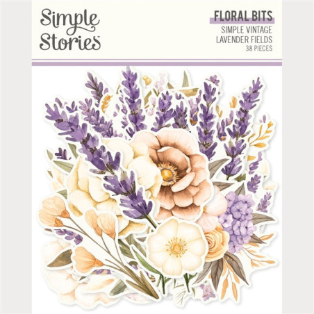Simple Stories Simple Vintage Lavender Fields Floral Bits & Pieces 38pz