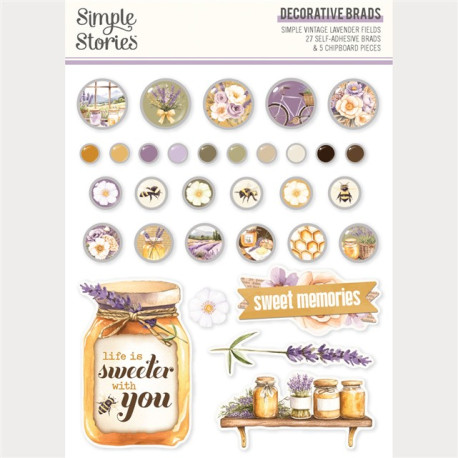 Simple Stories Simple Vintage Lavender Fields Decorative Brads 32pz