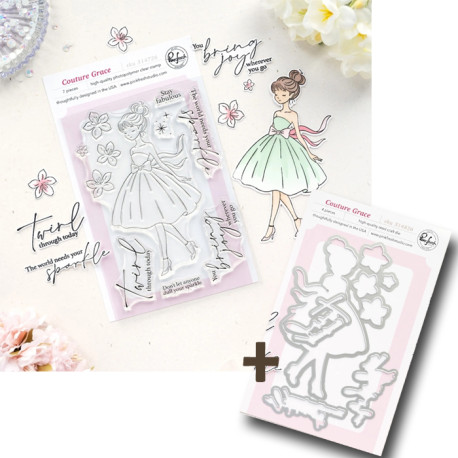 Pinkfresh Studio The Couture Edit SET Clear Stamps + Die Couture Grace