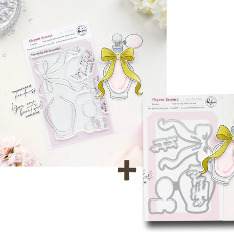 Pinkfresh Studio The Couture Edit SET Clear Stamps + Die Elegant Essence