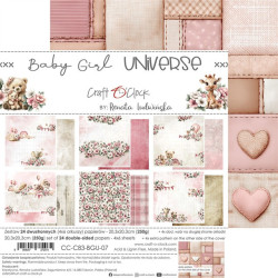 Craft o' Clock Baby Girl Universe Paper COLLECTION Set 20x20cm 24fg