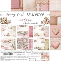 Craft o' Clock Baby Girl Universe Paper Collection Set 15x15cm 24fg