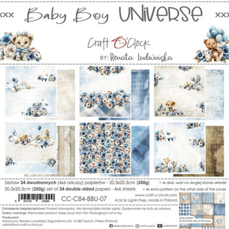 Craft o' Clock Baby Boy Universe Paper COLLECTION Set 20x20cm 24fg